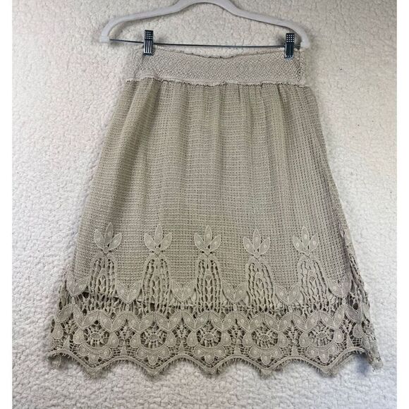 XCVI Crochet‎ Skirt Cream Elastic Waist Pull-On Boho Art to Wear Size XSmall - Picture 1 of 6